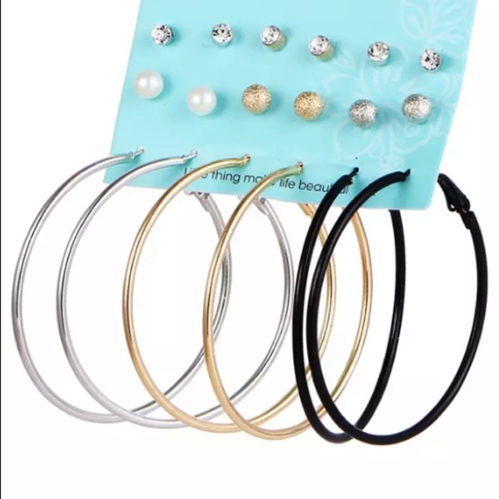 NEW!💙💎HOOPS BUNDLE!!!🖤BLACK GOLDEN SILVERY!💎💙 - Picture 7 of 8